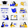 Interactive Learning Environments: A Vibrant Illustration of Digital Tools and Traditional Study Materials in Education Royalty Free Stock Photo