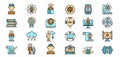 Interactive learning icons set vector flat