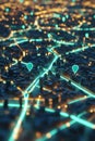 An interactive-looking 3D map with animated location pins and network routes.