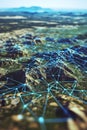 An interactive-looking 3D map illustrating tourism hotspots with connected GIS lines.