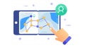 Interactive Map: Hand Tapping Tablet Navigation Vector, vector design Generative AI Royalty Free Stock Photo