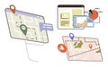 Digital Navigation and Location Tracking with Maps and Data Visualization Tools Royalty Free Stock Photo