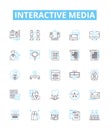 Interactive media vector line icons set. Interactive, Media, Online, Games, Multimedia, Animation, VR illustration