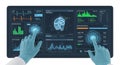 Medical Touchscreen Display with Interactive Brain Scan Data Analysis on a White Background for Healthcare Technology Royalty Free Stock Photo