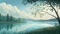 An interactive mindfulness exercise displaying serene landscapes inviting users to engage in deep breathing techniques..