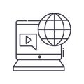 Interactive multimedia icon, linear isolated illustration, thin line vector, web design sign, outline concept symbol
