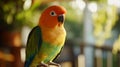 Interactive parrot perch with vocal training AI for engaging bird communication Royalty Free Stock Photo