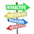 Interactive Participatory Engaging Involving Arrow Road Signs Royalty Free Stock Photo