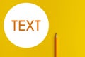 Interactive photo composition of an orange pencil, circle and space for creative thinking text used for presentation in the