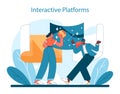 Interactive Platforms concept in Virtual Tourism. Users connect through advanced technology