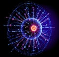 Interactive spleen function display in a digital learning module, vibrant light, immune system study