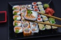 Interactive Sushi Selection with Chopsticks Royalty Free Stock Photo