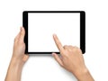 Interactive tablet usage with touchscreen interaction Royalty Free Stock Photo