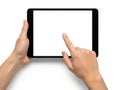 Interactive technology engagement with a touchscreen device Royalty Free Stock Photo