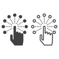 Interactive touch screen interface line icon, outline and solid