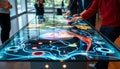 Interactive touch screen table, modern technology and digital interface display Generative AI