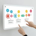 Interactive touchscreen display featuring a colorful digital interface with icons and Royalty Free Stock Photo