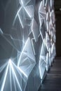 Interactive touchsensitive polygons lighting up in sequence on a wall demonstrating the tactile interface of modern devices
