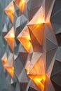 Interactive touchsensitive polygons lighting up in sequence on a wall demonstrating the tactile interface of modern devices