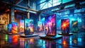 Interactive Urban Exploration Display Immersive Technology Podium Shows Future City Planning and Interactive Royalty Free Stock Photo