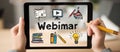 Interactive Webinar Concept on Digital Tablet with Educational and Creative Elements Royalty Free Stock Photo