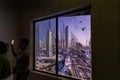 Interactive window view of the city of the future in the Museum of The Future in Dubai city, United Arab Emirates