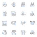 Interchange and dialogue line icons collection. Communication, Exchange, Conversation, Discourse, Interconnectivity