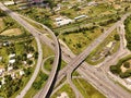 Interchange engineering road highway droneshot Royalty Free Stock Photo