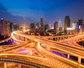 Interchange overpass at night