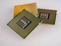Interchangeable silicon microprocessors for desktop, server, laptop, cpu surface with contacts for installation in the motherboard Royalty Free Stock Photo