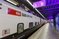 InterCity double-decker train at Flughafen Zurich Airport station in Switzerland Royalty Free Stock Photo