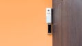 Intercom with doorbell buttons and video call and card reader for an electronic access key. Royalty Free Stock Photo