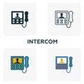 Intercom icon set. Four elements in diferent styles from household icons collection. Creative intercom icons filled, outline, Royalty Free Stock Photo