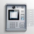Intercom system with a sleek metallic design features a digital display Royalty Free Stock Photo