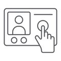 Intercom telephone thin line icon, communication and electronic, phone sign, vector graphics, a linear pattern on a