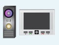 Intercom. Video intercom. The monitor and the outdoor panel with a video camera. Royalty Free Stock Photo