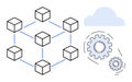 Blockchain Network Integration with Cloud Computing and Automation Gears Royalty Free Stock Photo