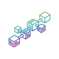 Interconnected blocks forming a network structure with gradient colors Royalty Free Stock Photo