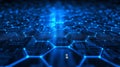 Interconnected Blue Hexagons Abstract Network with Luminous Nodes and Geometric Background Royalty Free Stock Photo