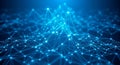 Of interconnected blue nodes and lines forming a complex network Royalty Free Stock Photo