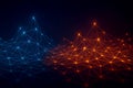Interconnected Blue and Orange Digital Network Forming Abstract Peaks connection data Royalty Free Stock Photo