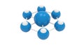 Interconnected blue spheres network representing science and data Royalty Free Stock Photo