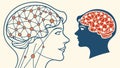 Interconnected Brain Profiles, Mental Health and Cognition, vector design Generative AI Royalty Free Stock Photo
