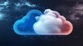 Interconnected cloud computing units with network background, a visual representation of data technology
