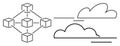 Network of Connected Blocks with Cloud Elements Representing Data Connectivity and Cloud Computing Royalty Free Stock Photo