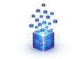 Interconnected data cubes in network Royalty Free Stock Photo