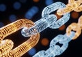 Interconnected digital chain links with binary code Royalty Free Stock Photo