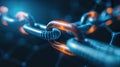 Interconnected digital chains representing blockchain technology, with binary code patterns on the links Royalty Free Stock Photo