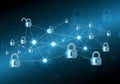 Interconnected digital locks representing network security and encryption protocols Royalty Free Stock Photo