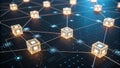 Interconnected Digital Network Blockchain Nodes and Data Connections Royalty Free Stock Photo